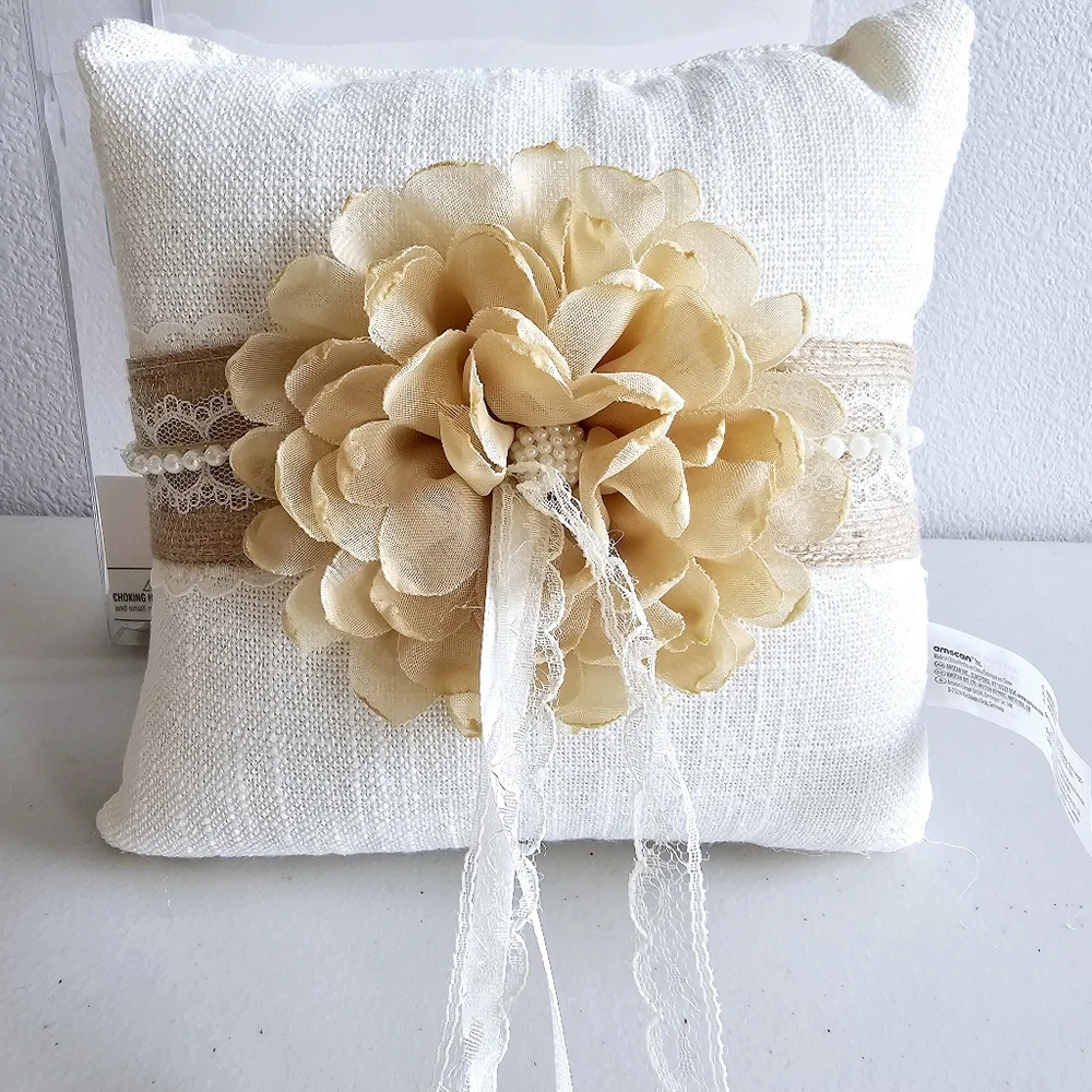 Rustic Wedding Ring Bearer Pillow Burlap Rustic
